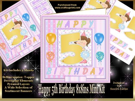 Happy 5th Birthday 8x8ins Mini Kit