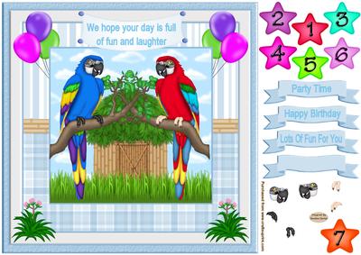 Jungle Parrot Decoupage Birthday Topper