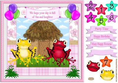 Jungle Frogs Decoupage Birthday Topper
