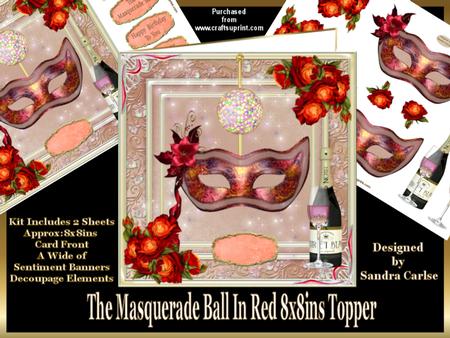 The Masquerade Ball in Red Approx: 8x8ins Topper Mini Kit