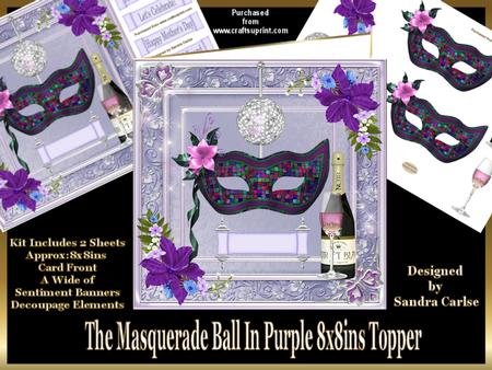 The Masquerade Ball in Purple Approx: 8x8ins Topper Mini Kit