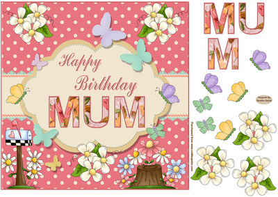 Happy Birthday Mum Butterfly Topper