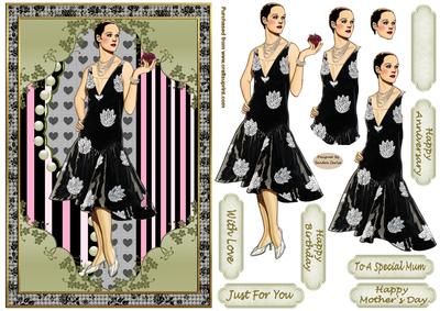 Little Black Dress Decoupage Topper