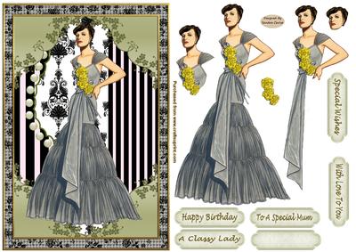Lady in Black Decoupage Topper 1