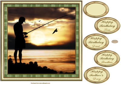 Birthday Male Gone Fishing Decoupage Topper
