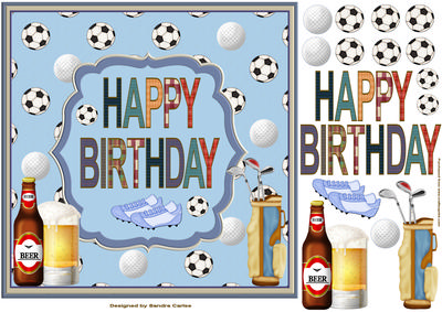 Happy Birthday 8x8ins Decoupage Topper