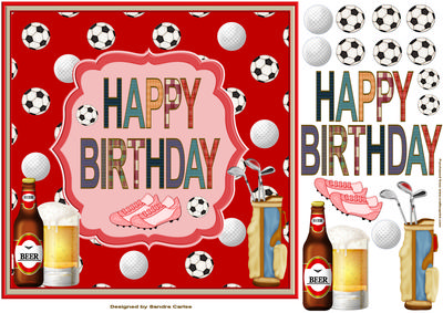 Happy Birthday 8x8ins Decoupage Topper 1