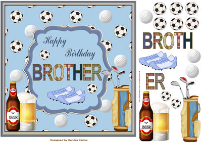 Happy Birthday Brother Decoupage Topper