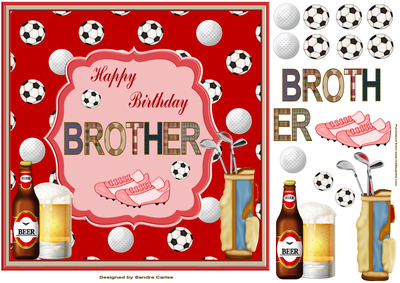 Happy Birthday Brother Decoupage Topper 1