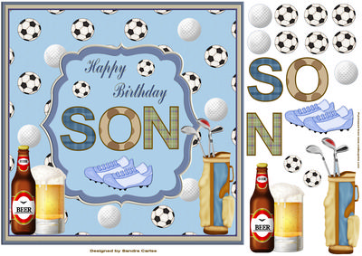 Happy Birthday Son Decoupage Topper