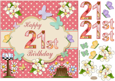 Happy 21st Birthday Decoupage Butterfly Topper