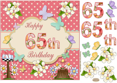 Happy 65th Birthday Butterfly Topper
