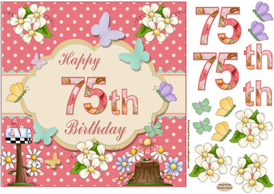 Happy 75th Birthday Butterfly Topper