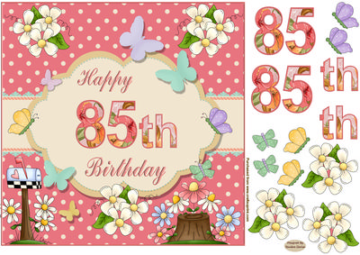 Happy 85th Birthday Butterfly Topper