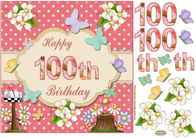 Happy 100th Birthday Butterfly Topper