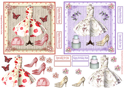 Pretty Dresses Decoupage Toppers