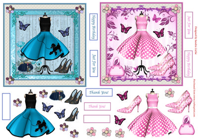 Pretty Dresses Decoupage Toppers 1