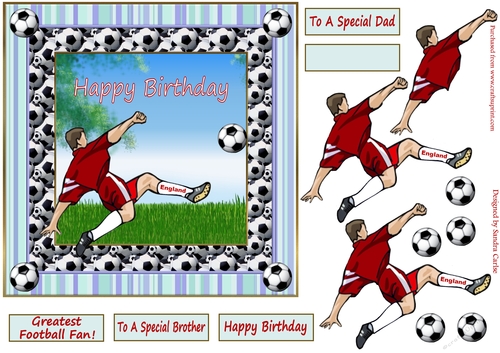 Football Player Birthday Decoupage 7x7ins Topper