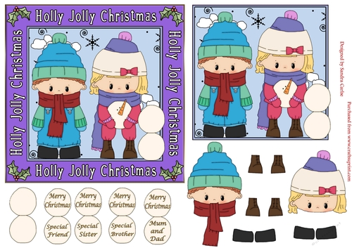 Christmas Winter Snowballs 6x6ins Decoupage Topper