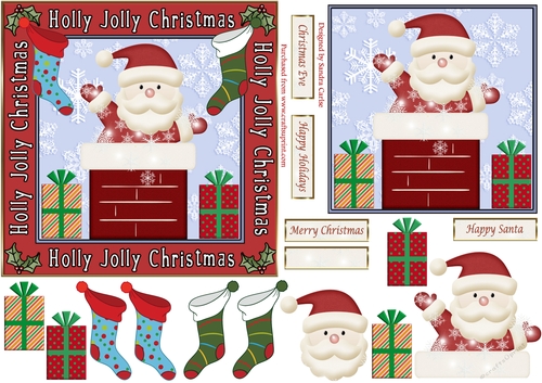 Christmas Jolly Santa 6x6ins Decoupage Topper