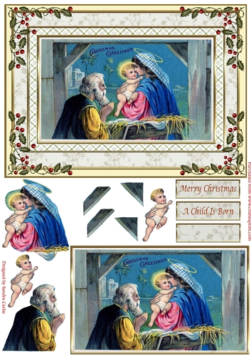 Christmas Vintage Child is Born Topper