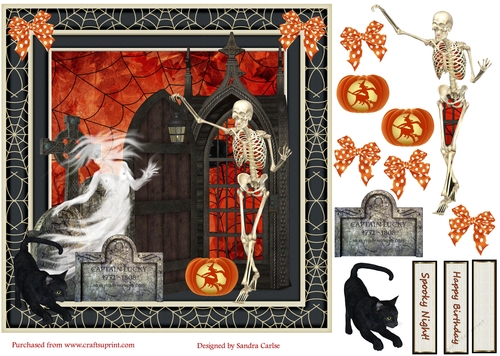 Halloween & Birthday Decoupage 8x8ins Topper