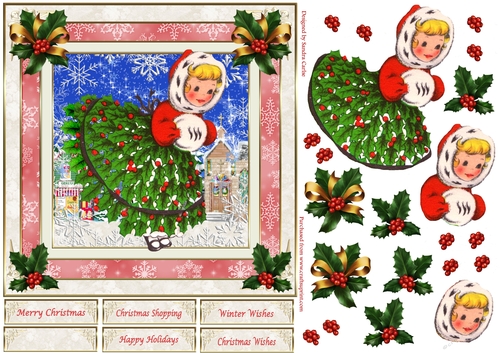 Christmas Winter Wishes Vintage Topper