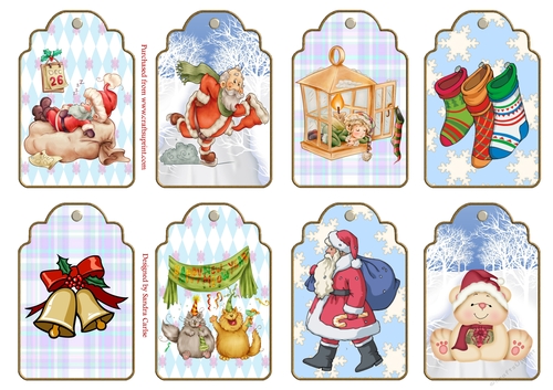 Happy Christmas Tags x 8