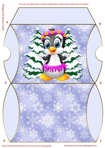Christmas Penguin In Blue Pillow Box 1