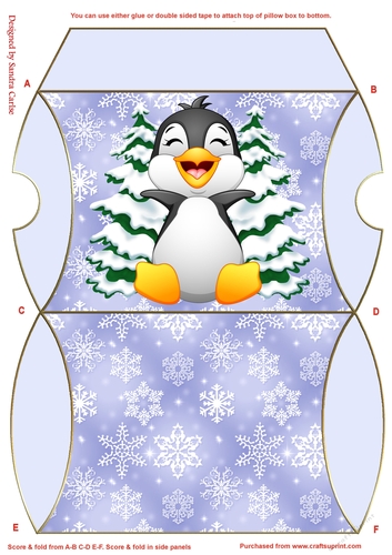 Christmas Penguin In Blue Pillow Box 2