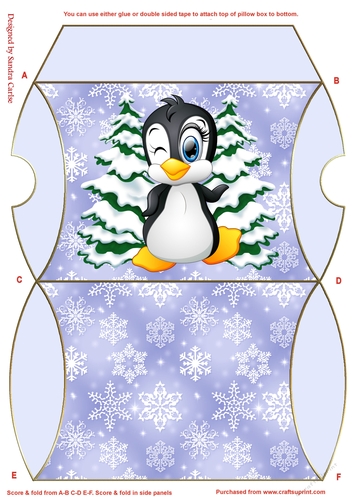 Christmas Penguin Blue Pillow Box 3