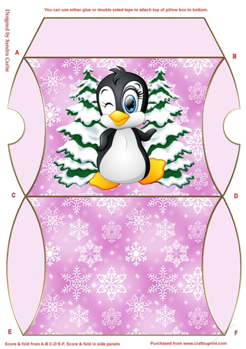 Christmas Penguin Pink Pillow Box 3