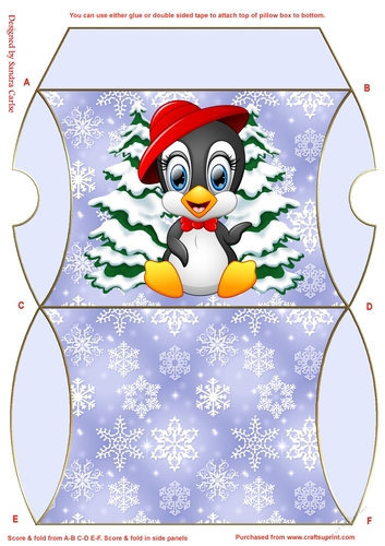 Christmas Penguin Blue Pillow Box 4