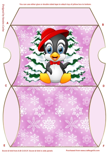 Christmas Penguin Pink Pillow Box 4