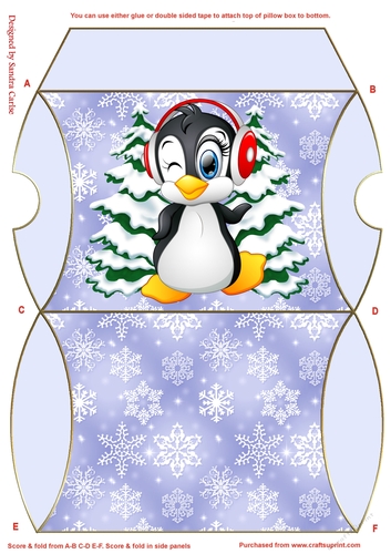 Christmas Penguin Blue Pillow Box 5