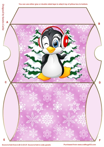 Christmas Penguin Pink Pillow Box 5
