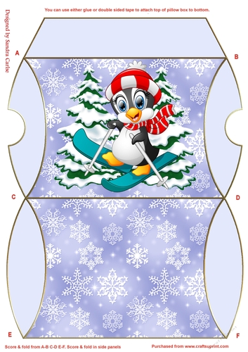 Christmas Penguin Blue Pillow Box 6