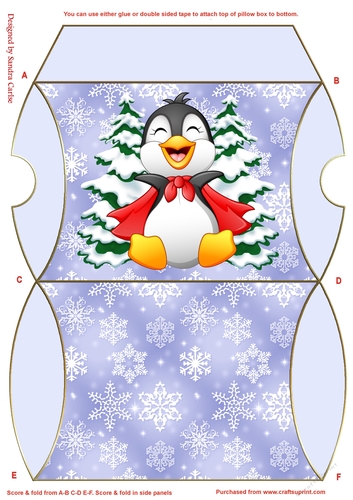Christmas Penguin Blue Pillow Box 7