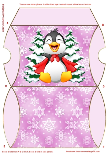Christmas Penguin Pink Pillow Box 7