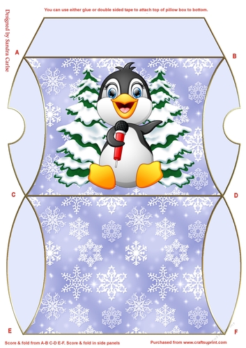 Christmas Penguin Blue Pillow Box 8
