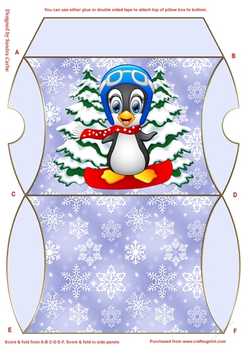 Christmas Penguin Blue Pillow Box 9