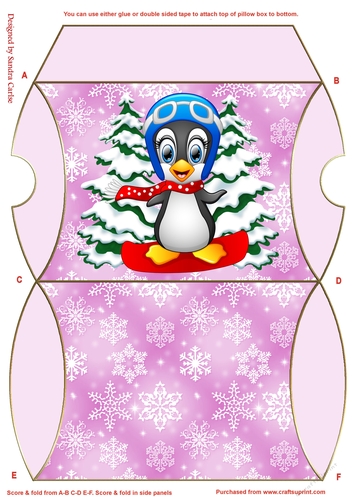Christmas Penguin Pink Pillow Box 9