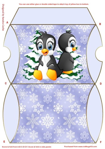 Christmas Penguin Blue Pillow Box 10