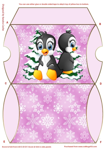 Christmas Penguin Pink Pillow Box 10