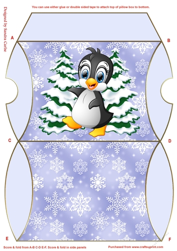 Christmas Penguin Blue Pillow Box 11