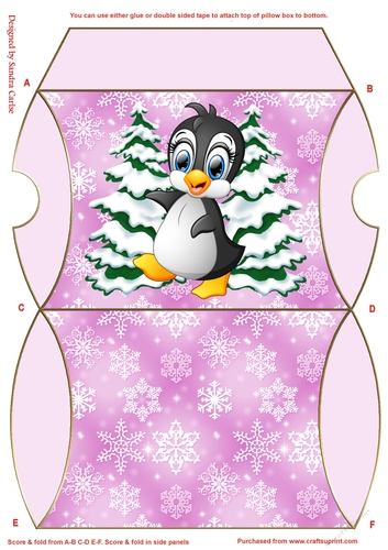 Christmas Penguin Pink Pillow Box 11