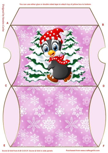 Christmas Penguin Pink Pillow Box 13