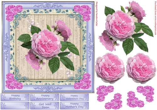 Pretty Pink Flowers Topper