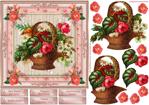 Vintage Flowers Decoupage Topper