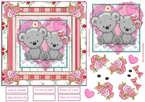 Romance Teddy Love Decoupage Topper